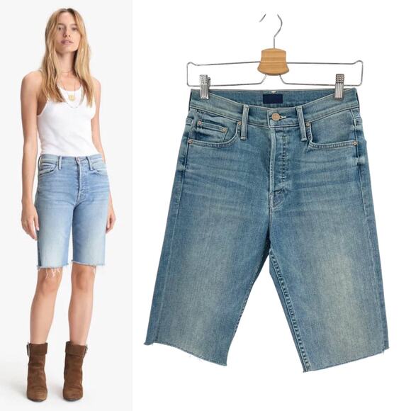 Mother Denim The Tomcat Bermuda Shorts Jackpot Wash Denim Blue Size 27‎